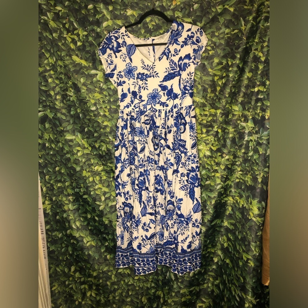 VENUS Lascana Blue and White Floral Dress - Picture 2 of 13